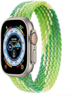 45/42/44/49mm Solo Loop Fabric Braided Rubber Band For Apple Watch Series 8/1/2/3/4/5/6/7 (Medium, Green)