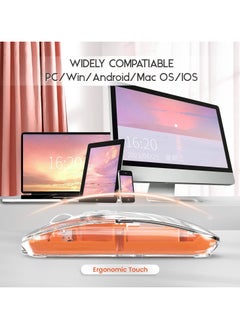 XVersion Wireless Mouse Rechargeable Crystal Transparent, Gaming Mice Adjustable DPI, Triple 2.4G Mode Switching Bluetooth 2, Silent Mouse for PC Laptops Mac iPhone Android - Orange  - Image 2