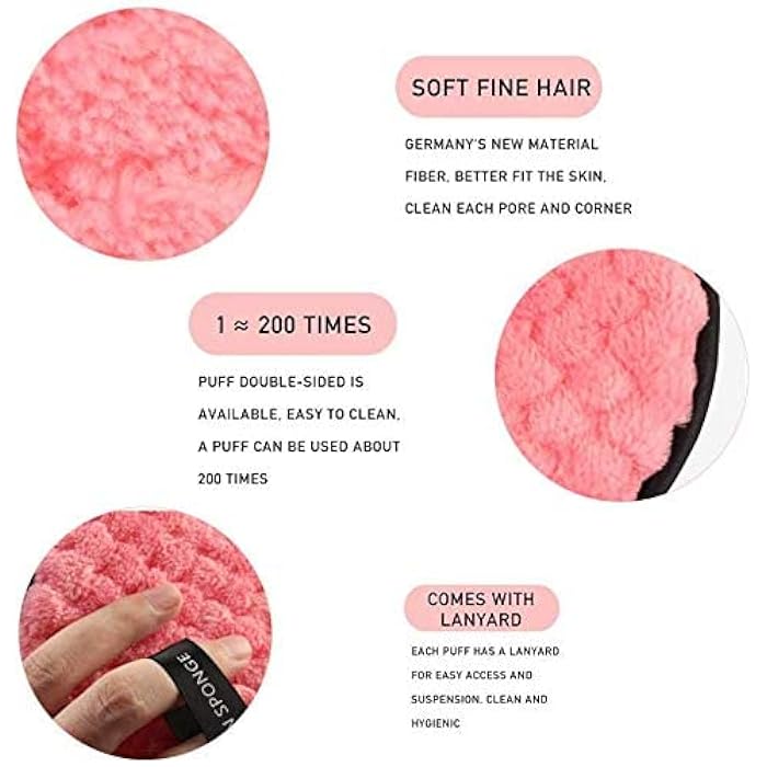 N.C NC Makeup Remover Cloth, 3 Pieces Reusable & Washable Facial Cleansing Puff, Chemical-Free Double-Sided Soft Microfibre Removal Pads - Immediately with Just Water - Image 3