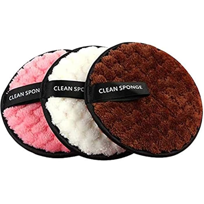 N.C NC Makeup Remover Cloth, 3 Pieces Reusable & Washable Facial Cleansing Puff, Chemical-Free Double-Sided Soft Microfibre Removal Pads - Immediately with Just Water - Image 1
