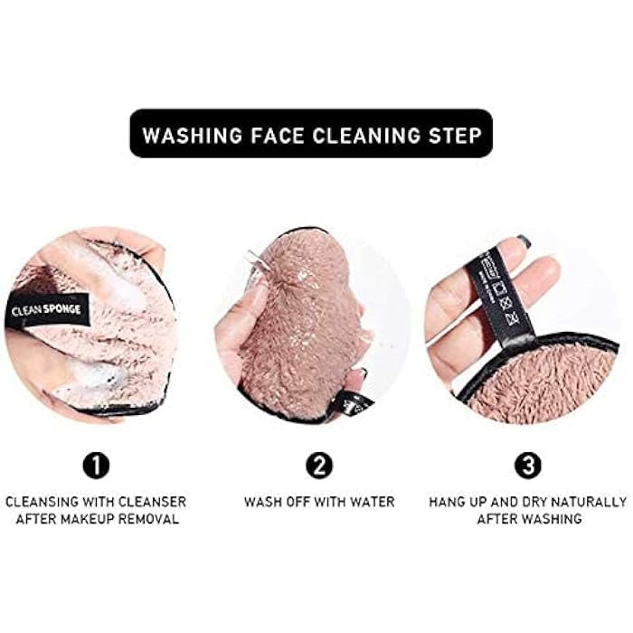 N.C NC Makeup Remover Cloth, 3 Pieces Reusable & Washable Facial Cleansing Puff, Chemical-Free Double-Sided Soft Microfibre Removal Pads - Immediately with Just Water - Image 5
