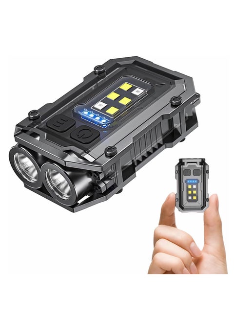 Mini Keychain EDC Flashlight Rechargeable, 1000 High Lumens Super Bright Flash Lights Small Portable Tactical Pocket Torch with Magnet and Clip, 8 Modes, USB C Ip x 65 Waterproof