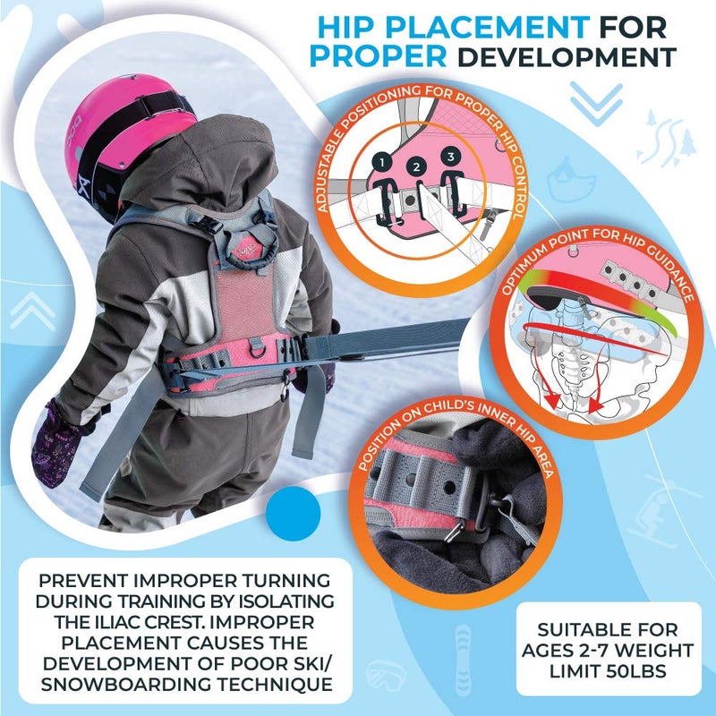 Sklon Ski and Snowboard Harness Trainer for Kids - Teach Your Child The Fundamentals of Skiing and Snowboarding - Premium Training Leash Equipment Prepares Them to Handle The Slopes (Pink Snowflake) - Image 5