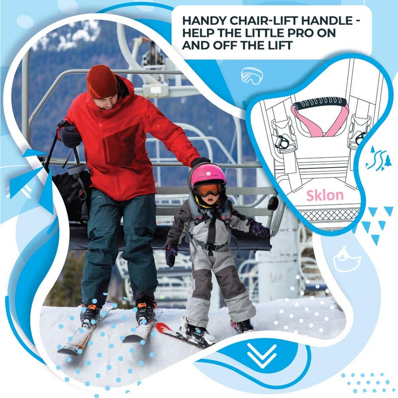 Sklon Ski and Snowboard Harness Trainer for Kids - Teach Your Child The Fundamentals of Skiing and Snowboarding - Premium Training Leash Equipment Prepares Them to Handle The Slopes (Pink Snowflake) - Image 4