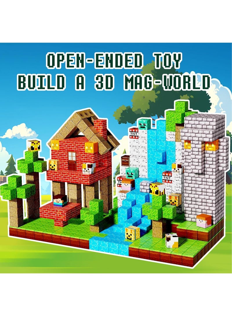 Moonmen Magnetic Building Blocks - 150PCS Build Magnet Primitive Village Set, STEM Sensory Toys for 6+ Year Old Boys & Girls - Image 4