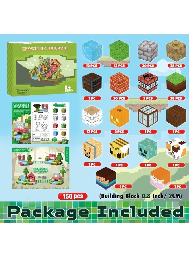 Moonmen Magnetic Building Blocks - 150PCS Build Magnet Primitive Village Set, STEM Sensory Toys for 6+ Year Old Boys & Girls - Image 2