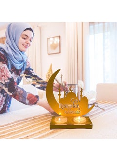 يواوليتي رمضان شمعة حامل ، رمضان زينة ، رمضان شمعدان ، رمضان كريم القمر شكل الحديد شمعة حامل للمنزل ديكورات  - Image 3