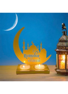 يواوليتي رمضان شمعة حامل ، رمضان زينة ، رمضان شمعدان ، رمضان كريم القمر شكل الحديد شمعة حامل للمنزل ديكورات  - Image 4