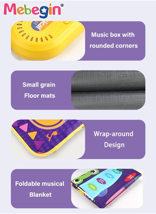 MEBEGIN - 2 in 1 Musical Toys for Toddlers, Piano Keyboard and Drum Mat with 2 Drum Sticks, Electronic Music Blanket with Playback and Recording Functions, Multi-functional Early Learning Musical Toys, 3 AA Batteries Required(Not Included) - Image 1