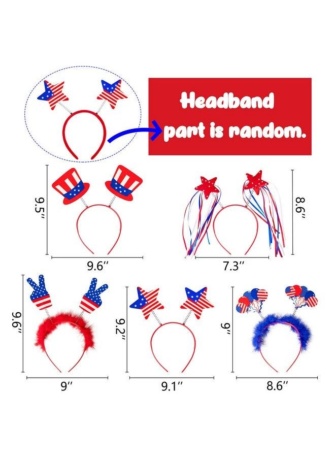 Moon Boat - 10Pcs Patriotic Head Boppers Headband Star Uncle Sam Hat Balloons Fourth 4Th Of July Party Accessories Favors Decorations - Image 1