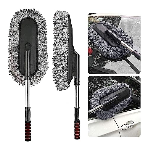 AZARIA Microfiber Car Cleaning Duster with Long Handle Car Wash Brush Wet & Dry Car Duster, Car Cleaning Brush with Expandable Handle Multipurpose Dusting Brush, Car Accessories Interior - Image 3