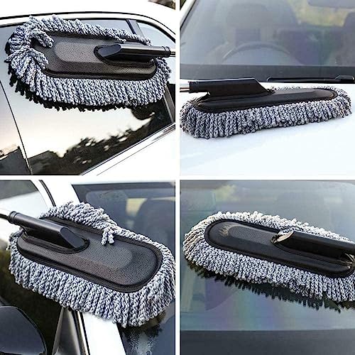 AZARIA Microfiber Car Cleaning Duster with Long Handle Car Wash Brush Wet & Dry Car Duster, Car Cleaning Brush with Expandable Handle Multipurpose Dusting Brush, Car Accessories Interior - Image 4
