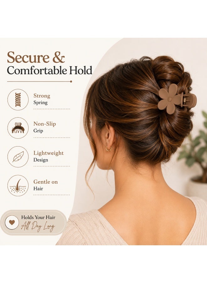 JAGRAVO 28 PCS Mini Hair Accessories Set Matte Claw Clips, Flower Hair Clips & Spiral Hair Ties Neutral Colors - Image 4