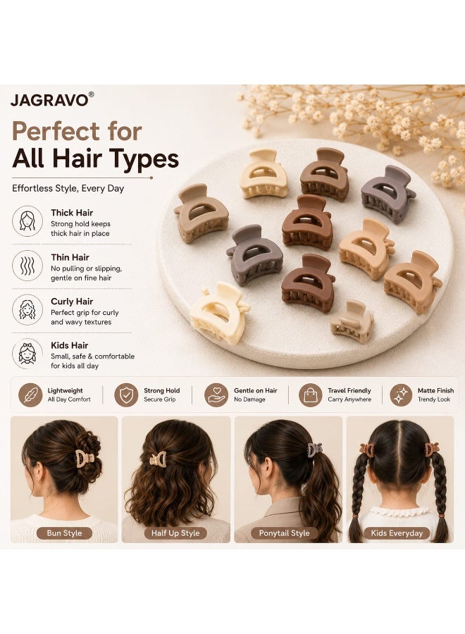 JAGRAVO 28 PCS Mini Hair Accessories Set Matte Claw Clips, Flower Hair Clips & Spiral Hair Ties Neutral Colors - Image 5