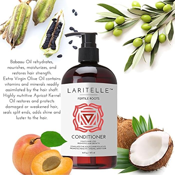 Laritelle Organic Shampoo 17 oz + Conditioner 16 oz | Prevents Hair Loss, Promotes Hair Growth | Ayurvedic Herbs, Lavender, Ginger & Rosemary | NO GMO, Sulfates, Gluten, Alcohol, Parabens, Phthalates - Image 4
