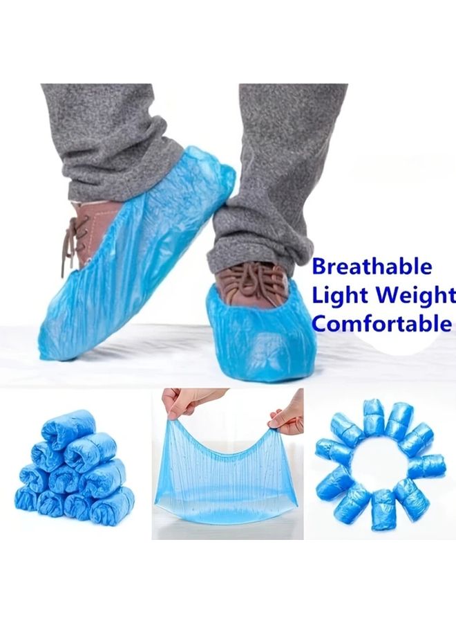 50 Pcs Disposable Plastic Shoe Covers Waterproof Medical Boot Covers Overshoes Blue - Image 2