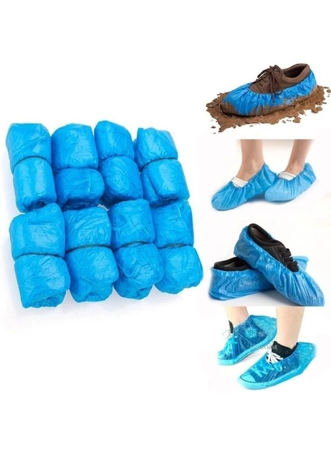 50 Pcs Disposable Plastic Shoe Covers Waterproof Medical Boot Covers Overshoes Blue - Image 1