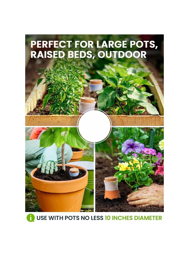 4 قطع من أواني الري المصنوعة من الطين الفخاري كبيرة الحجم - 14 أونصة من أواني الري ذاتية الفخار لمدة أسبوع واحد سهلة إعادة التعبئة - أواني طينية للحديقة وسقي النباتات أثناء الإجازة في الهواء الطلق والداخل - Image 4