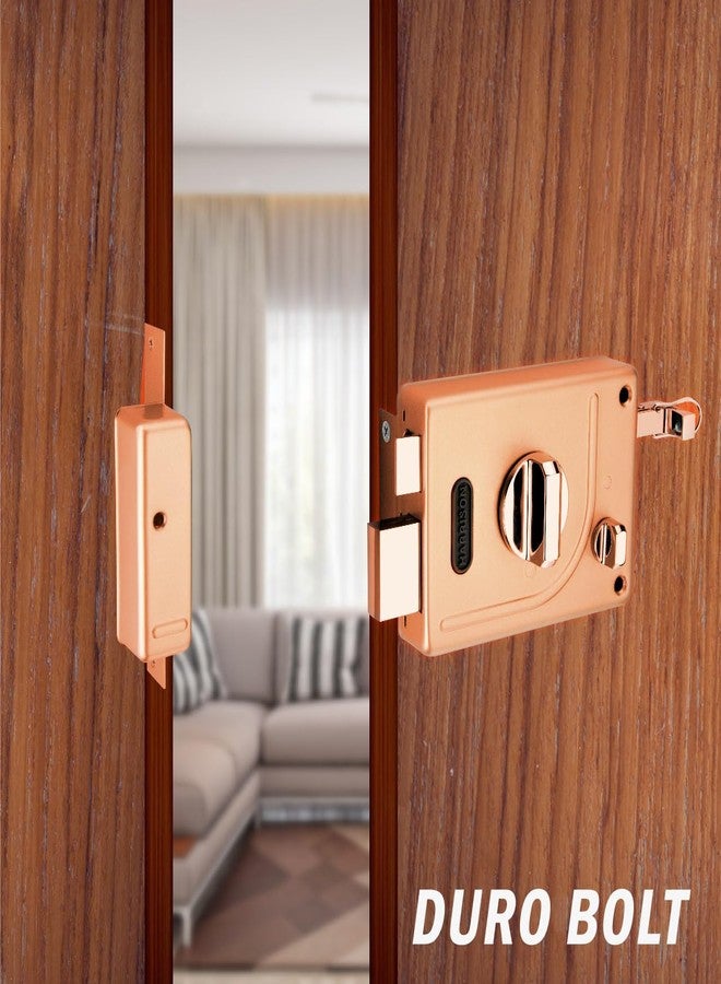 Harrison Main Door Lock Hinge Free/ 1 Duro Bolt 5530 Rose Gold Finish 5 Computerised Key with 2 Hinge 0971 SS Finish and Key Ring/Mild Steel Material/Door Lock, Rim Lock, Dead Bolt Lock - Image 3