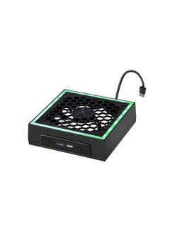 FlashHawk Xbox Series X Console Cooling Fan, with Colorful Light Strip, Adjustable Speed Low Noise Top Fan, with RGB LED Lights, 2 USB Port and Touch Switch  - Image 1