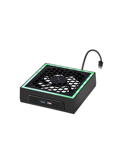 Xbox Series X Console Cooling Fan, with Colorful Light Strip, Adjustable Speed Low Noise Top Fan, with RGB LED Lights, 2 USB Port and Touch Switch