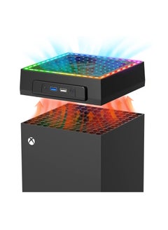 FlashHawk Xbox Series X Console Cooling Fan, with Colorful Light Strip, Adjustable Speed Low Noise Top Fan, with RGB LED Lights, 2 USB Port and Touch Switch  - Image 2