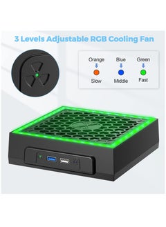 FlashHawk Xbox Series X Console Cooling Fan, with Colorful Light Strip, Adjustable Speed Low Noise Top Fan, with RGB LED Lights, 2 USB Port and Touch Switch  - Image 4
