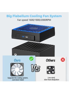 FlashHawk Xbox Series X Console Cooling Fan, with Colorful Light Strip, Adjustable Speed Low Noise Top Fan, with RGB LED Lights, 2 USB Port and Touch Switch  - Image 3