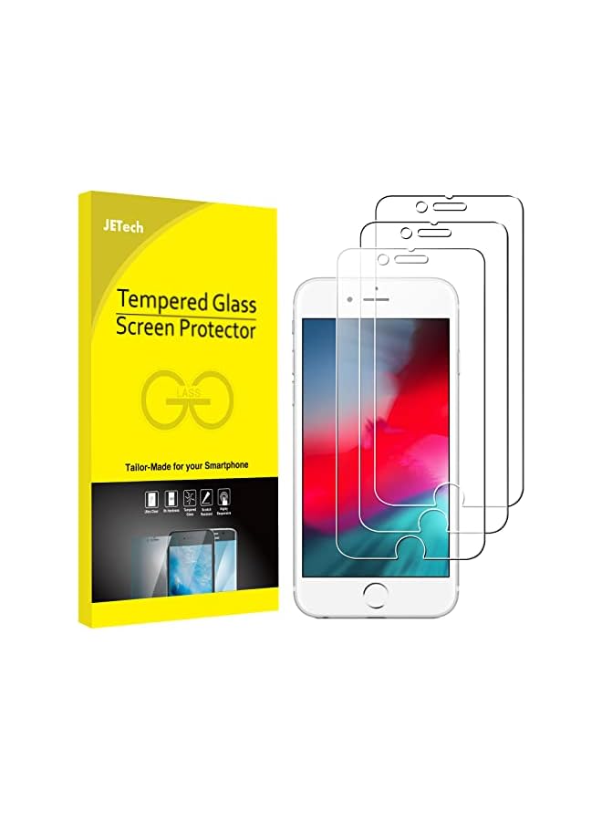 جي تيك واقي شاشة JETech مكون من 3 قطع لهاتف iPhone SE 3/2 (إصدار 2022/2020)، iPhone 8، iPhone 7، iPhone 6s وiPhone 6، طبقة من الزجاج المقوى، 4.7 بوصة - Image 1