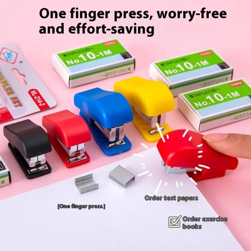 Vtl Pack of 4 Mini Staplerr with No.10-1M Staples | Compact Colorful Staplers with Staples | Portable Small Staplers for School, Office & Home Use - Image 4