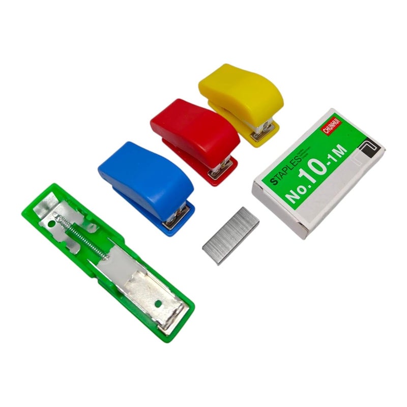 Vtl Pack of 4 Mini Staplerr with No.10-1M Staples | Compact Colorful Staplers with Staples | Portable Small Staplers for School, Office & Home Use - Image 2