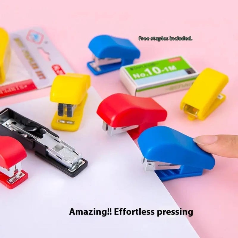 Vtl Pack of 4 Mini Staplerr with No.10-1M Staples | Compact Colorful Staplers with Staples | Portable Small Staplers for School, Office & Home Use - Image 3