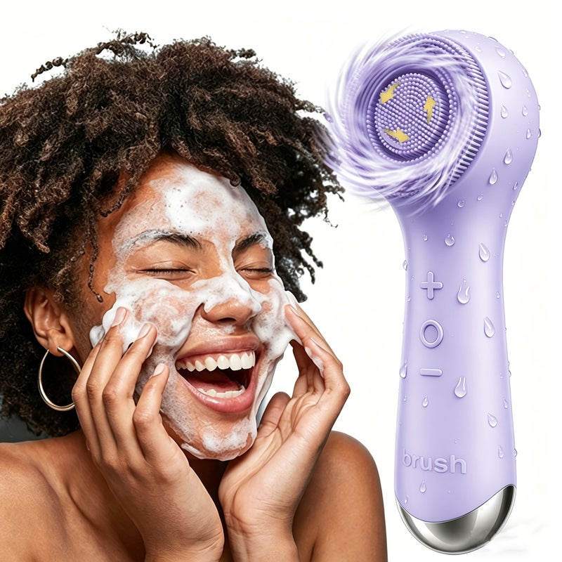 360 Degree Rotating Cleaning Stick For Neck And Face Massage With Two Vibrating Modes USB Rechargeable Waterproof Purple - Image 1