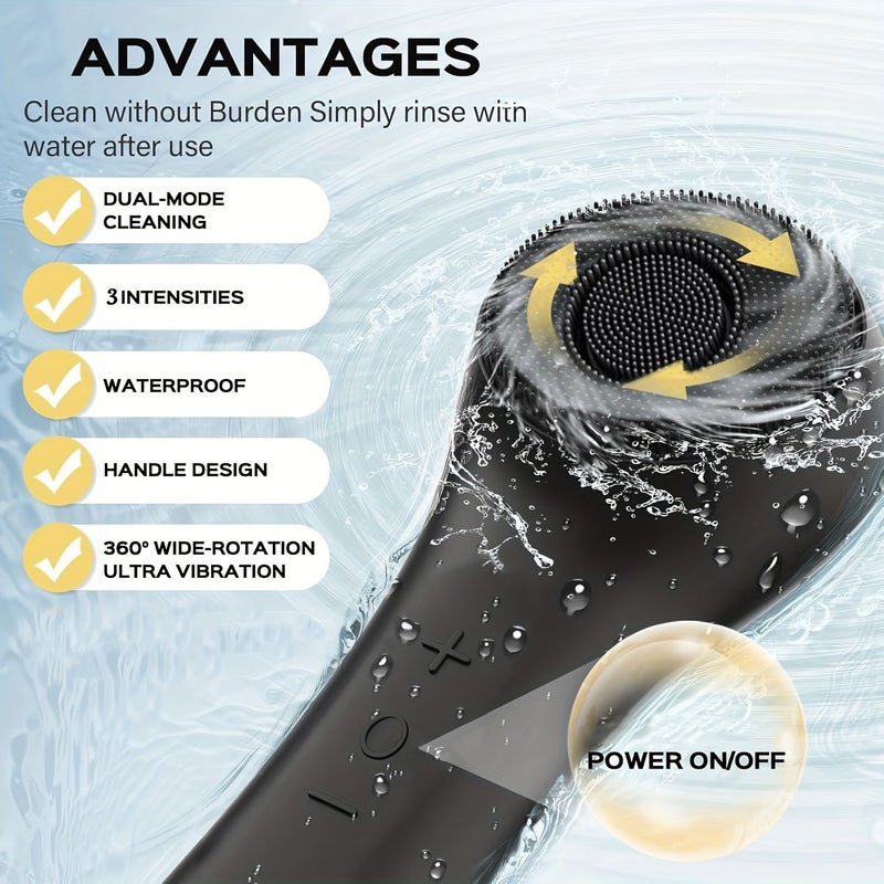 360 Degree Rotating Cleaning Stick For Neck And Face Massage With Two Vibrating Modes USB Rechargeable Waterproof Purple - Image 5