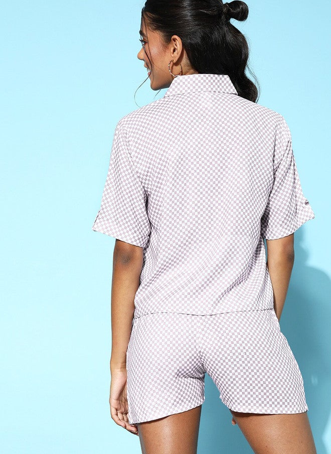 beebelle ETC X beebelle Checked Spread Collar Night Suit - Image 4