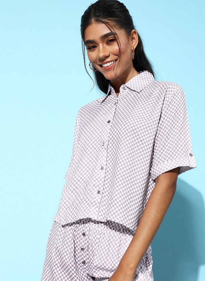 beebelle ETC X beebelle Checked Spread Collar Night Suit - Image 2