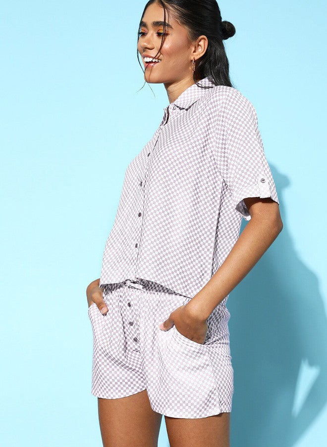 beebelle ETC X beebelle Checked Spread Collar Night Suit - Image 3