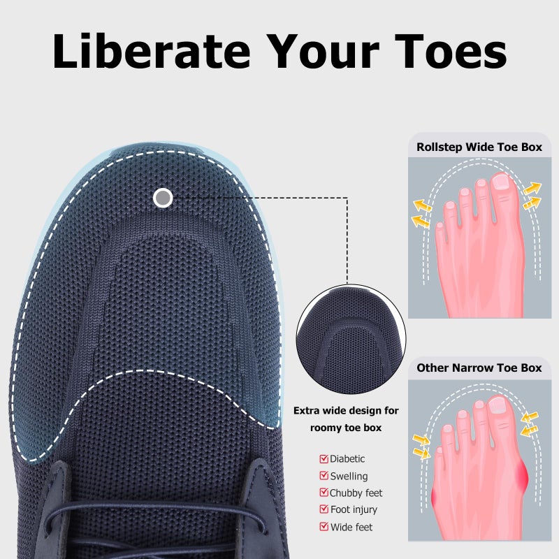 Git-up Women's Arch Support Walking Shoes, Breathable Wide Toe Box Nursing Work Shoes for Plantar Fasciitis, Comfortable Non Slip Orthopedic Sneakers for Flat feet, E-Blue, 38 - Image 5