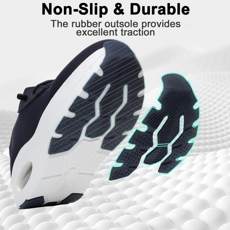 Git-up Women's Arch Support Walking Shoes, Breathable Wide Toe Box Nursing Work Shoes for Plantar Fasciitis, Comfortable Non Slip Orthopedic Sneakers for Flat feet, E-Blue, 38 - Image 3