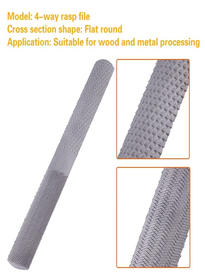 Chazcool 4 Way Wood Rasp File, 4 in 1 Steel Flat Rasp File Half Round Carpentry Woodworking Hand Tool for Carpentry Woodworking 8inch/200mm - Image 5