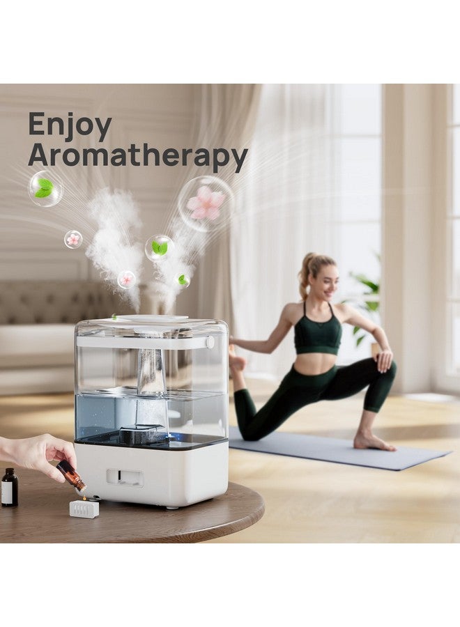 CHIVALZ 6L Humidifiers for Bedroom Large Room Home, CHIVALZ Cool Mist Top Fill Humidifiers for Baby Nursery and Plants, 26dB Quiet, Nightlight, Up to 50 Hours, Oil Diffuser 1 Pack + 2 Mist Outlets White  - Image 5