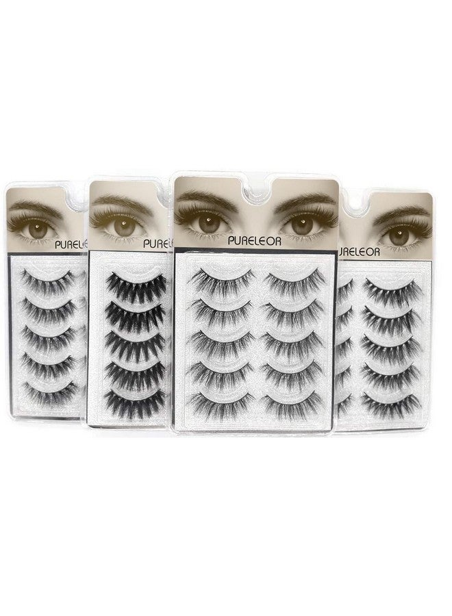بيورليور رموش PURELEOR ذات المظهر الطبيعي من فرو المنك ثلاثي الأبعاد على شكل عين القطة، رموش مانجا ناعمة بطول 15 مم، 5 أزواج من الرموش الصناعية الناعمة القابلة لإعادة الاستخدام، خفيفة الوزن، بدون غراء - Image 4
