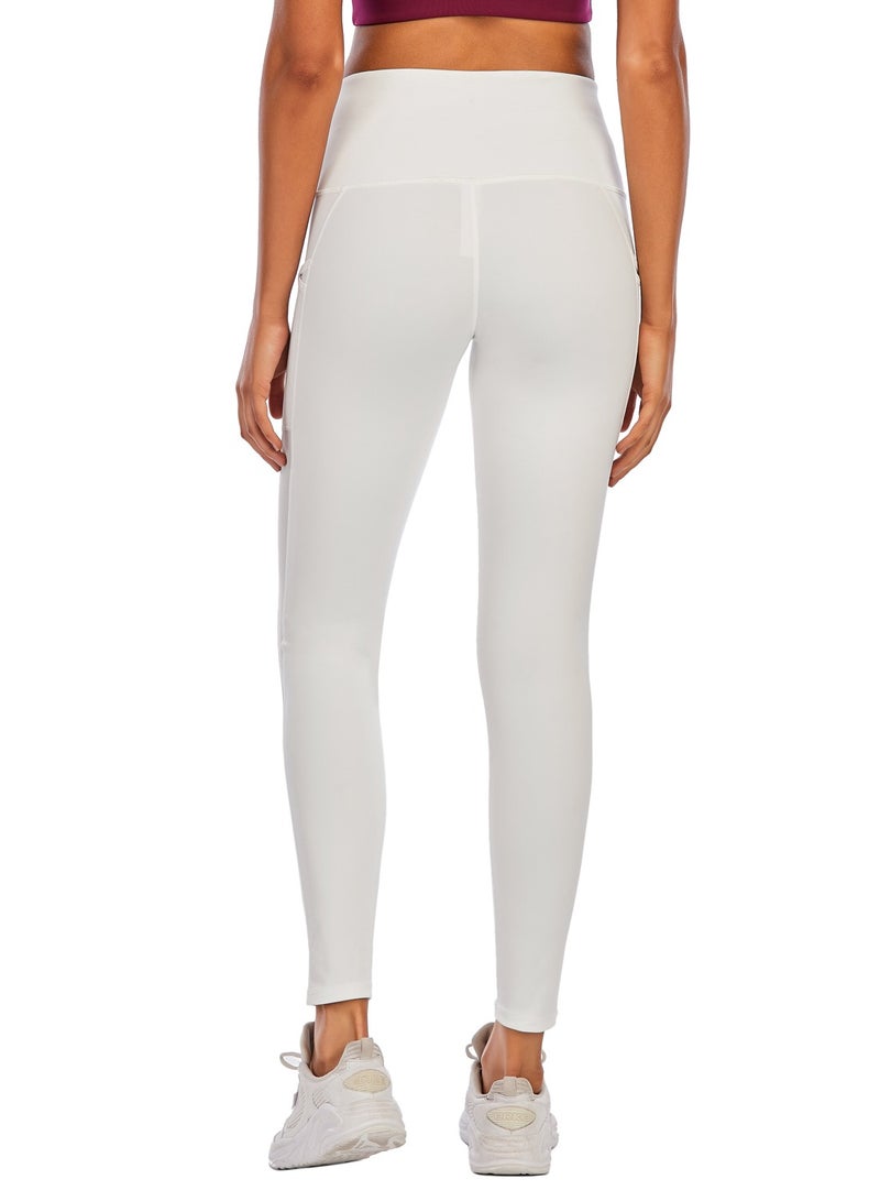 Loquat White solid color yoga pants skin-friendly high waist stretch tight waist sports and fitness pants lady  - Image 3