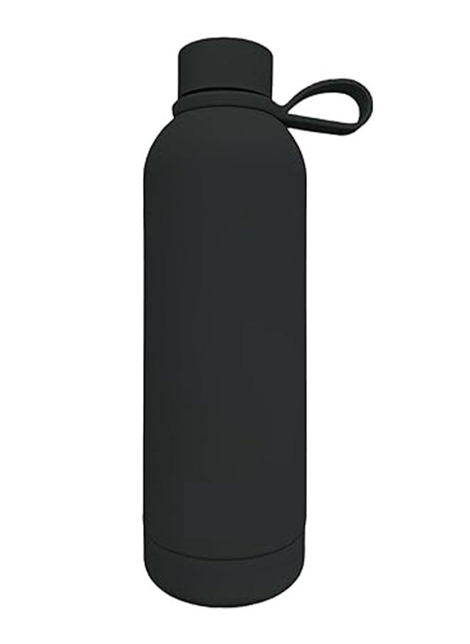 JoyousSto Stainless Steel  insulated Thermos soft touch with neck tags travel water bottle Long Lasting Hot or Cold Drinks Black 500ml  - Image 1