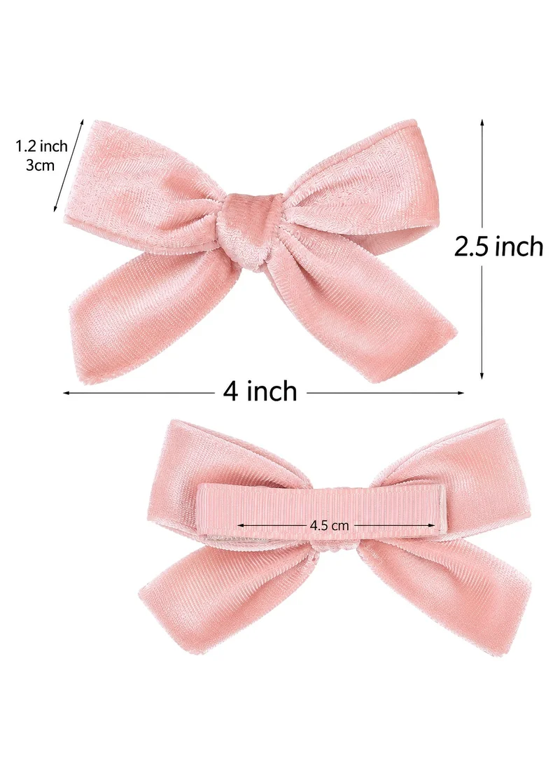 Lion Llama pink Velvet Bow Hair Clips for Girls Set of 3 pairs 4 Inch, Cute Handmade Knitted Alligator Hairpins, Soft Non-Slip Hair Accessories Set for Toddlers and Children for Women | Best Price UAE