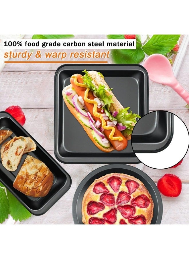 5 PackBaking Pans Set, Nonstick Bakeware Set with Round/Square Cake Pan, Loaf Pan, Cookie Sheet and 12 Cups Muffin Pan, Kitchen Cookware Pan Baking Sheet Set for Oven Baking Supplies（Black） - Image 4