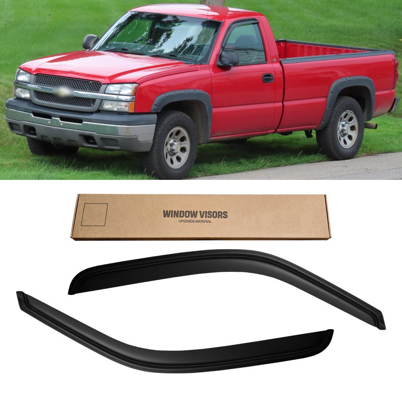 Window Visors for 19992006 Chevy Silverado Sierra 15002500 Rain Guards Vent Shield Shade Deflector Dark Smoke 20012006 Silverado Sierra 3500 2007 ClassicStandard Cab 2PCS TapeOn