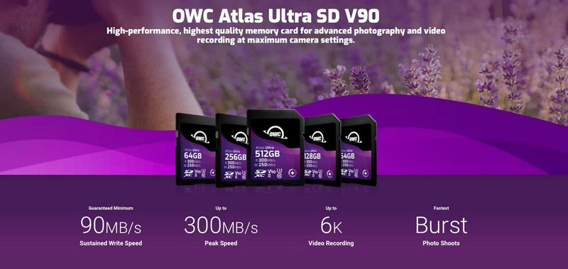 OWC Atlas Ultra 512GB SDXC UHS-II V90 Media Card - Image 2