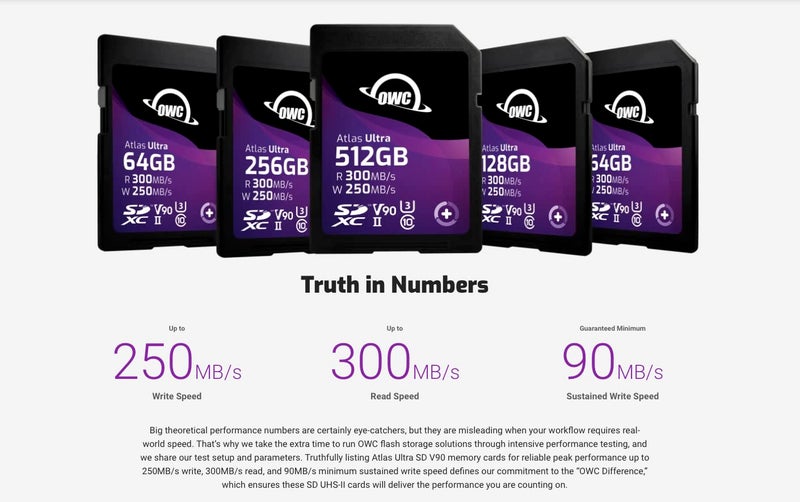 OWC Atlas Ultra 512GB SDXC UHS-II V90 Media Card - Image 3