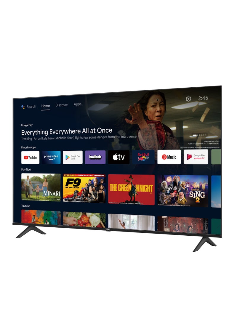 JVC 75 Inch Edgeless QLED 4K Google TV and 5.1ch Soundbar With Wireless Subwoofer 3600W PMPO Home Theater Speaker LT-75NQ7115 + TH-N430B Black - Image 2